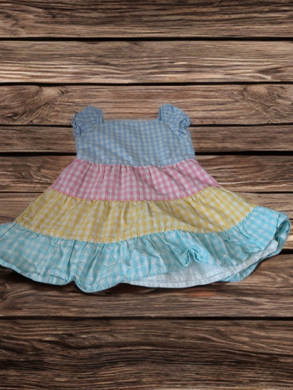 Gymboree Pastel Blue Gingham Ruffle Dress Size 3T